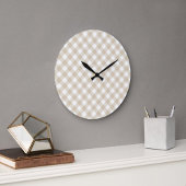  Beige Plaid Pattern Wall clock ラージ壁時計