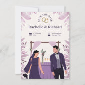 Beige & Purple Animated Wedding Invitation 招待状 (正面)
