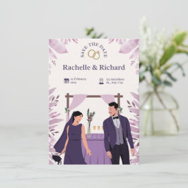 Beige & Purple Animated Wedding Invitation 招待状