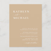 Beige QRコードすべて1つのミニマルモダンリスト結婚 インビテーションポストカード (正面)