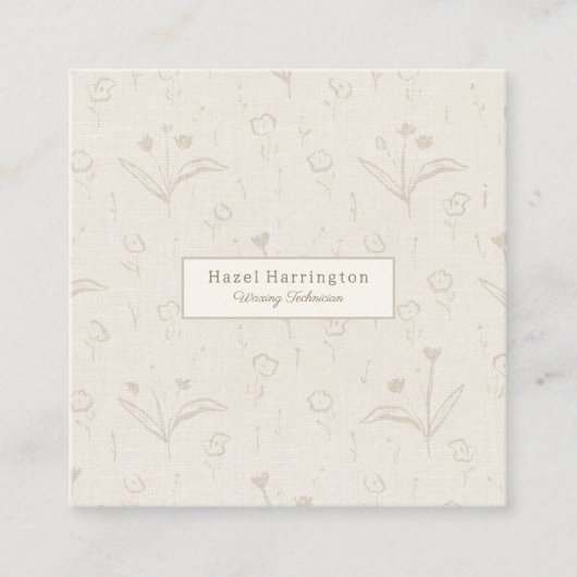 Beige QRコードニュートラルビジネスカードミニマリスト スクエア名刺 (正面)