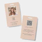 Beige QRコードモダン写ミニマル真抽象芸術 バッジ (正面＆裏面)