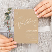 Beige QR Code All In モダン One Script 結婚's インビテーションポストカード