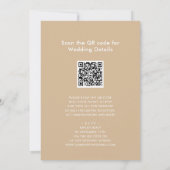 Beige QR Code All In モダン One Script 結婚's 招待状 (裏面)