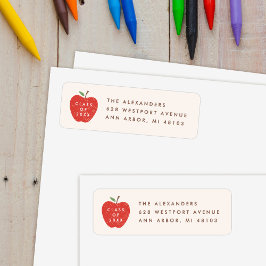 Beige Red Apple Preschool Graduation Address Label ラベル