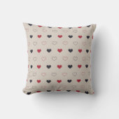 Beige & red Heart Seamless Pattern Cute Minimal クッション (正面)