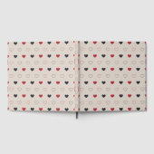 Beige & red Heart Seamless Pattern Cute Minimal ゲストブック (全面)