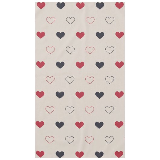 Beige & red Heart Seamless Pattern Cute Minimal テーブルクロス (正面)