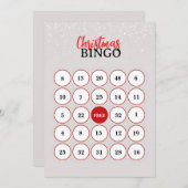 Beige & Red Minimalist Christmas Bingo Card シーズンカード (正面/裏面)