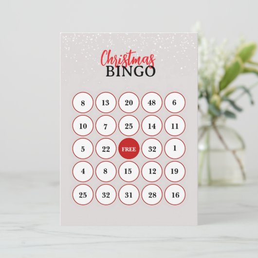 Beige & Red Minimalist Christmas Bingo Card シーズンカード (スタンド正面)