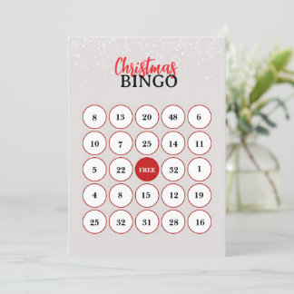 Beige & Red Minimalist Christmas Bingo Card  シーズンカード