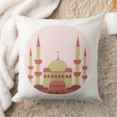 Beige & Red Mosque Throw Pillow クッション (ブランケット)