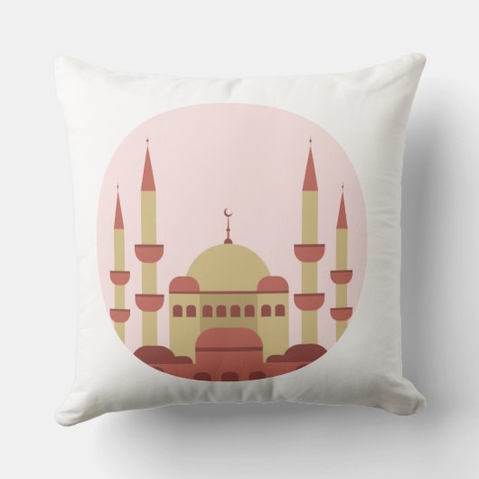 Beige & Red Mosque Throw Pillow クッション (裏面)