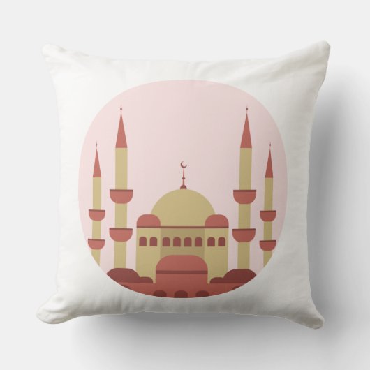 Beige & Red Mosque Throw Pillow クッション (正面)