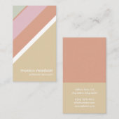 Beige red stripes feminine minimal elegant retro 名刺 (正面/裏面)