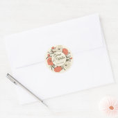 Beige Red Vintage Wedding Sticker Illustrative  ラウンドシール (封筒)