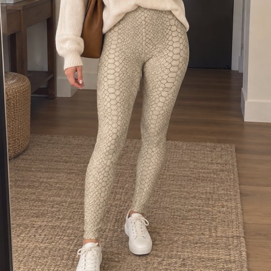 Beige Reptile Skin レギンス