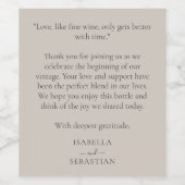 Beige Romantic Love, like fine wine ワインラベル (シングルラベル)