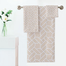 Beige Rope Pattern Towel バスタオルセット