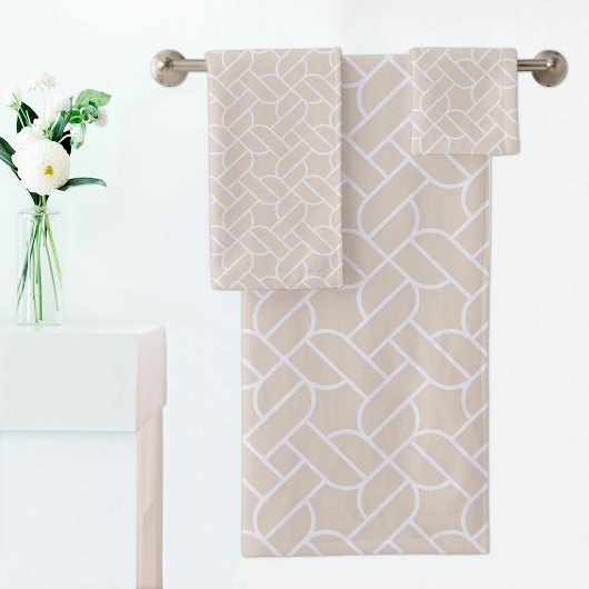Beige Rope Pattern Towel バスタオルセット