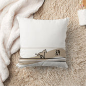 Beige Running Horse Design & Initials Throw Pillow クッション (ブランケット)