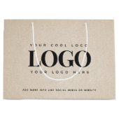 Beige Sand Grainy Add Company Logoビジネスカスタム ラージペーパーバッグ (正面)