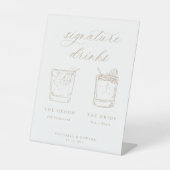 Beige Script Signature Drinks 結婚's 台座サイン (正面)