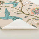 Beige seamless pattern with stylized flowers and b シェルパブランケット (3/4)