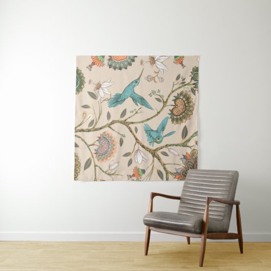 Beige seamless pattern with stylized flowers and b タペストリー (インサイチュ(横))