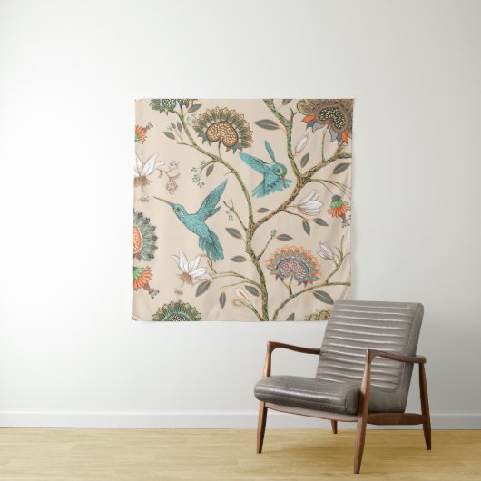 Beige seamless pattern with stylized flowers and b タペストリー (インサイチュ)