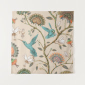 Beige seamless pattern with stylized flowers and b タペストリー (正面)