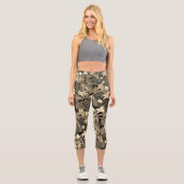 Beige Shadesの花葉と手のひら カプリレギンス (正面)