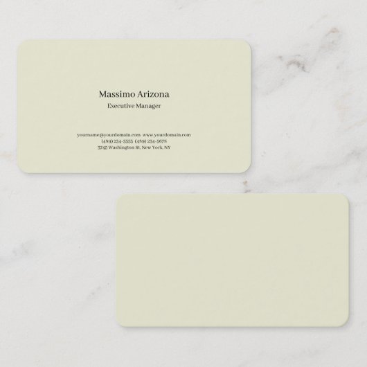Beige Simple Plain Professional Modern Minimailst 名刺 (正面/裏面)
