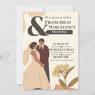 Beige Simple Scrapbook Wedding Invitation 招待状