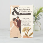 Beige Simple Scrapbook Wedding Invitation 招待状 (スタンド正面)