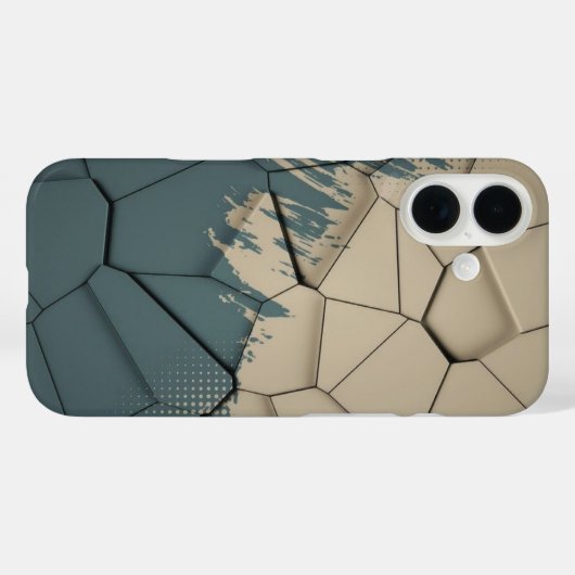 Beige & Slate Blue Worn Texture Geometric Phone Ca Case-Mate iPhoneケース (裏面 (横))