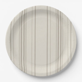 Beige Soft Stripe Paper Plates ペーパープレート