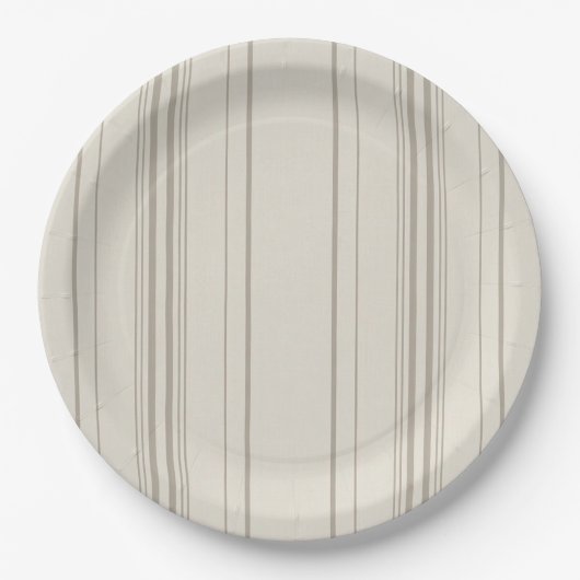 Beige Soft Stripe Paper Plates ペーパープレート (正面)