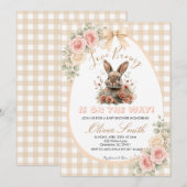 Beige Some Bunny is on the Way Baby Shower 招待状 (正面/裏面)
