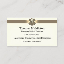 Beige Star of Life EMS / EMTカー連絡ド 名刺