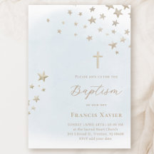 beige stars on pastel blue sky | Baptism 
