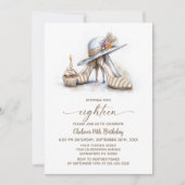 Beige Striped High Heel Shoes 18th Birthday Party 招待状 (正面)