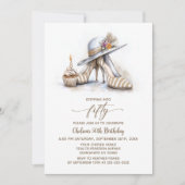 Beige Striped High Heel Shoes 50th Birthday Party 招待状 (正面)