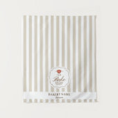 Beige Stripes Logo Table Pop Up Shop Vendor Runner タペストリー (正面)