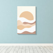Beige Sun Boho Wall Art – Minimalist Poster キャンバスプリント (インサイチュ (ウッドフロア))