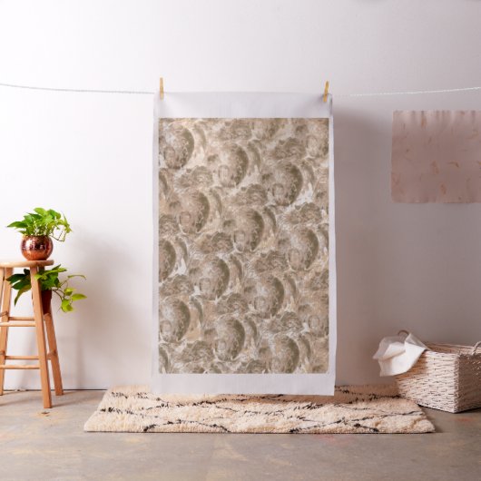Beige Swirl Wallpaper. Coral Leaf Textile ファブリック (インサイチュ)