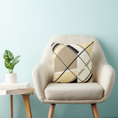 Beige, Tan, Black, White Diagonal Window Design クッション (椅子)