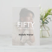 Beige Tan Fifty and Fabulous 50th Birthday Photo 招待状 (スタンド正面)