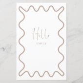 Beige Taupe波形メ縁どニューカード(名前あり) (裏面)