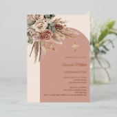 Beige taupe ivory roses pampas arch Confirmation 箔招待状 (立ち正面)